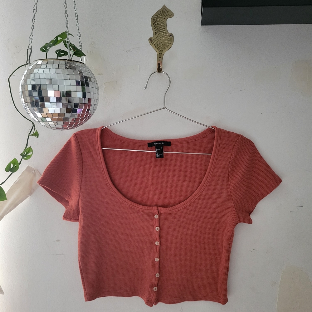 Women's Rust Button-Up Top